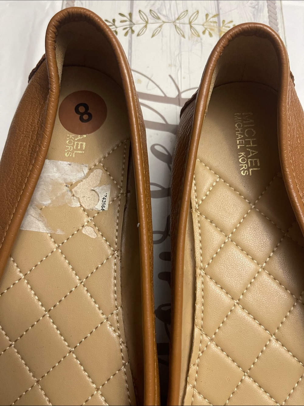 MICHAEL Michael Kors Cognac Leather MK Logo Ballet Flats size 8 - Picture 3 of 9